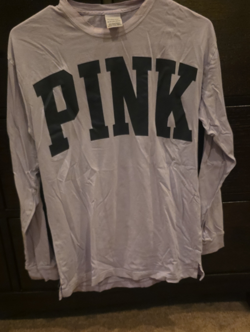 PINK Victoria's Secret Lilac Long Sleeve Tee with Black Logo
